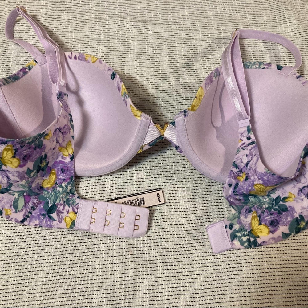Purple Flowers and Yellow Butterflies Victoria Secret Bra. 34c. - Picture 6 of 8